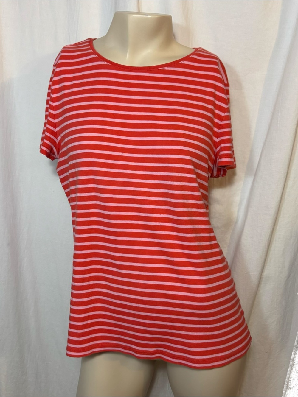 Talbots women’s cotton t-shirt pink orange red large